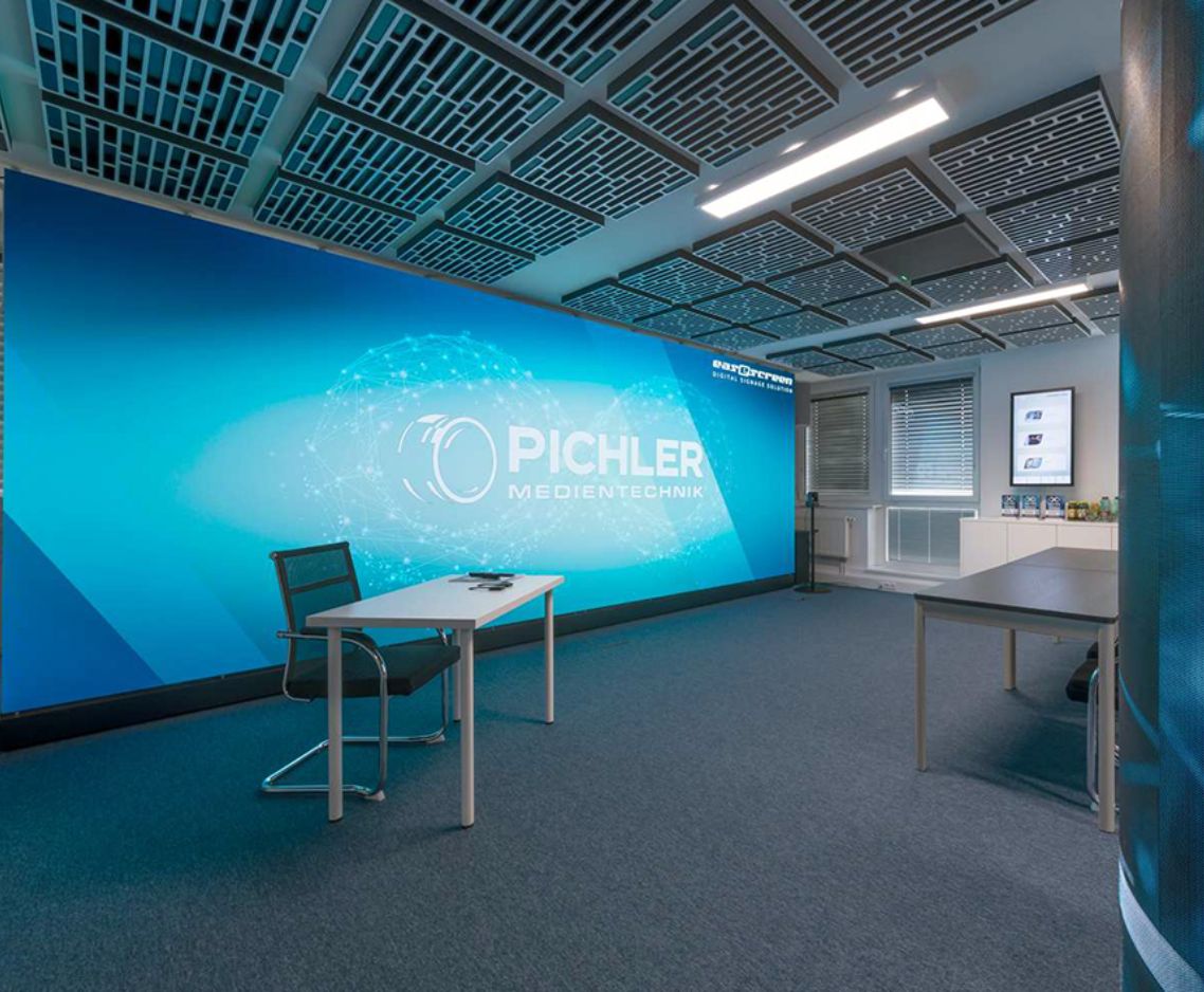 Installation écran LED haute définition Laurea – Salle d'exposition Pichler Vienne Autriche