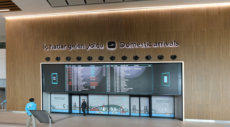 Écran LED FIDS Laurea affichant les informations de vol dans un aéroport – haute stabilité 24h/24