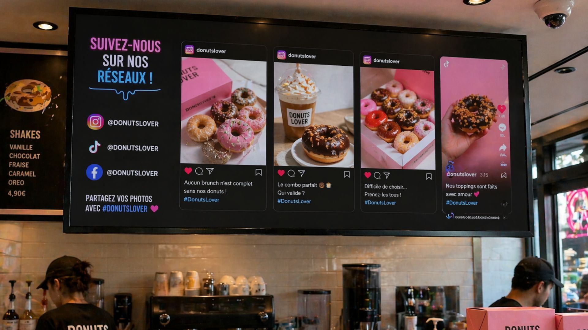 Affichage réseaux sociaux restaurant en temps réel