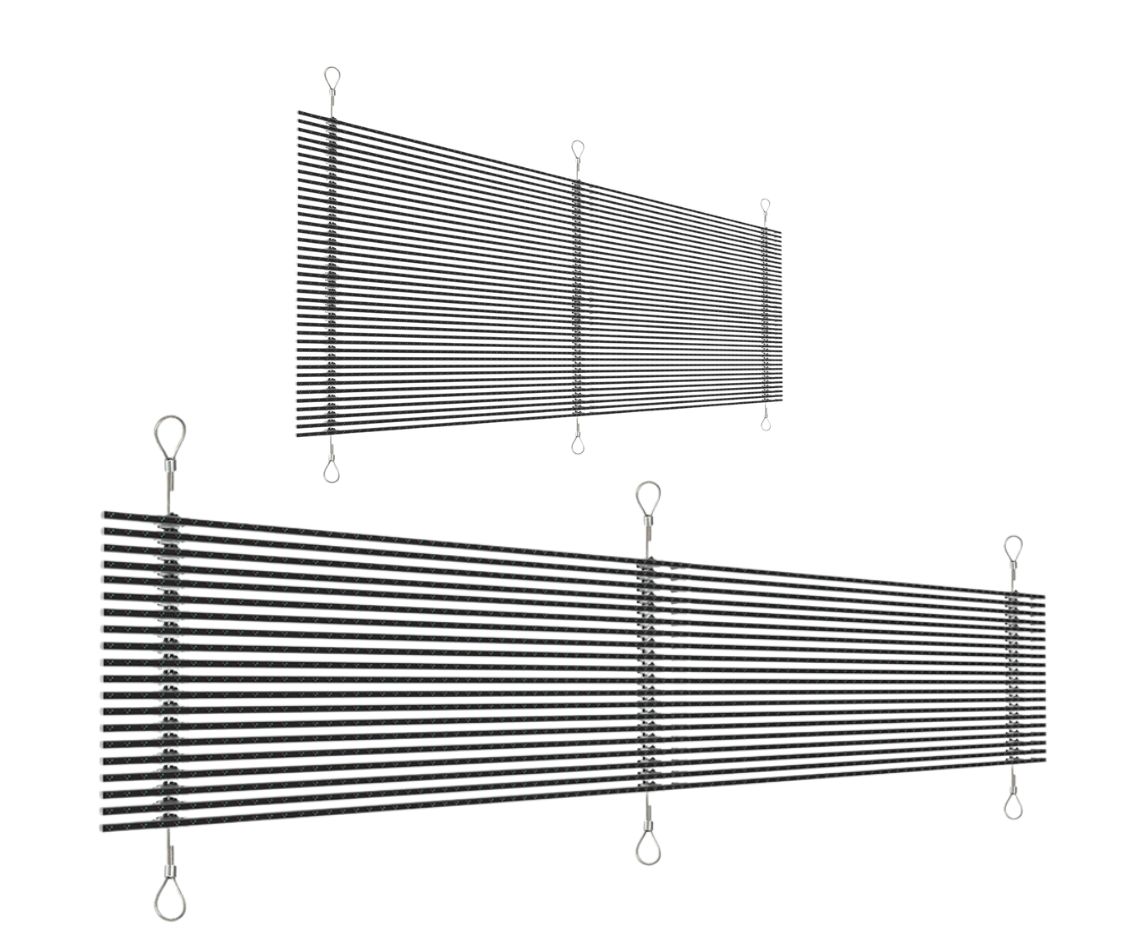 Rideau LED Armure façade – ultra-mince semi-transparent pour application architecturale accès avant et arrière