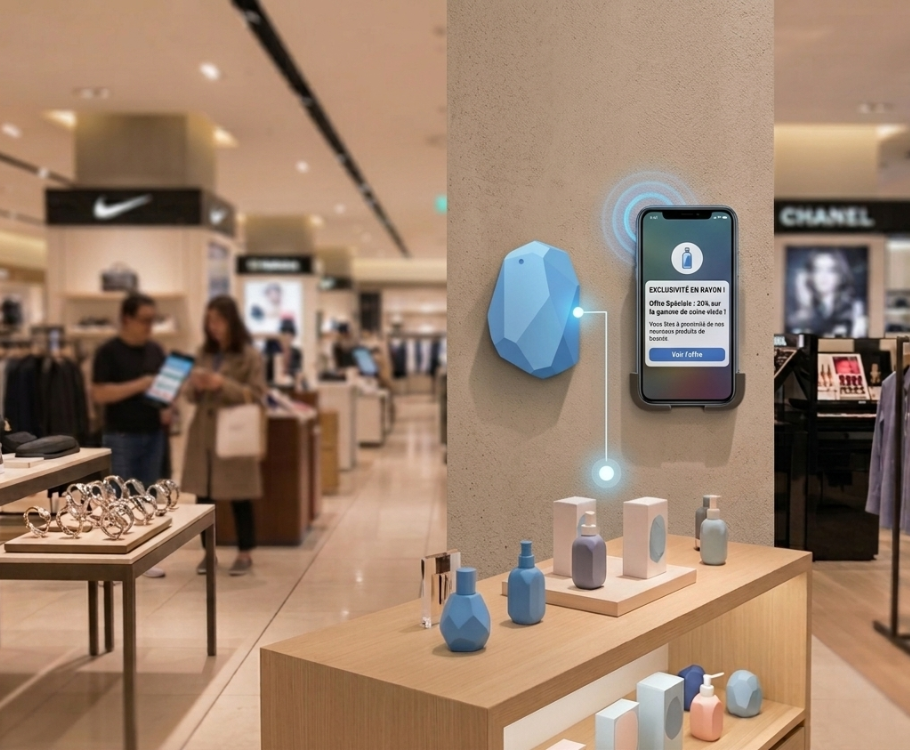 Technologie Beacon BLE installée dans un point de vente retail