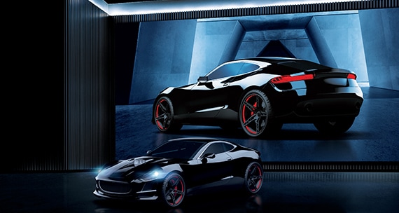 Samsung The Wall dans un centre de design ou showroom automobile