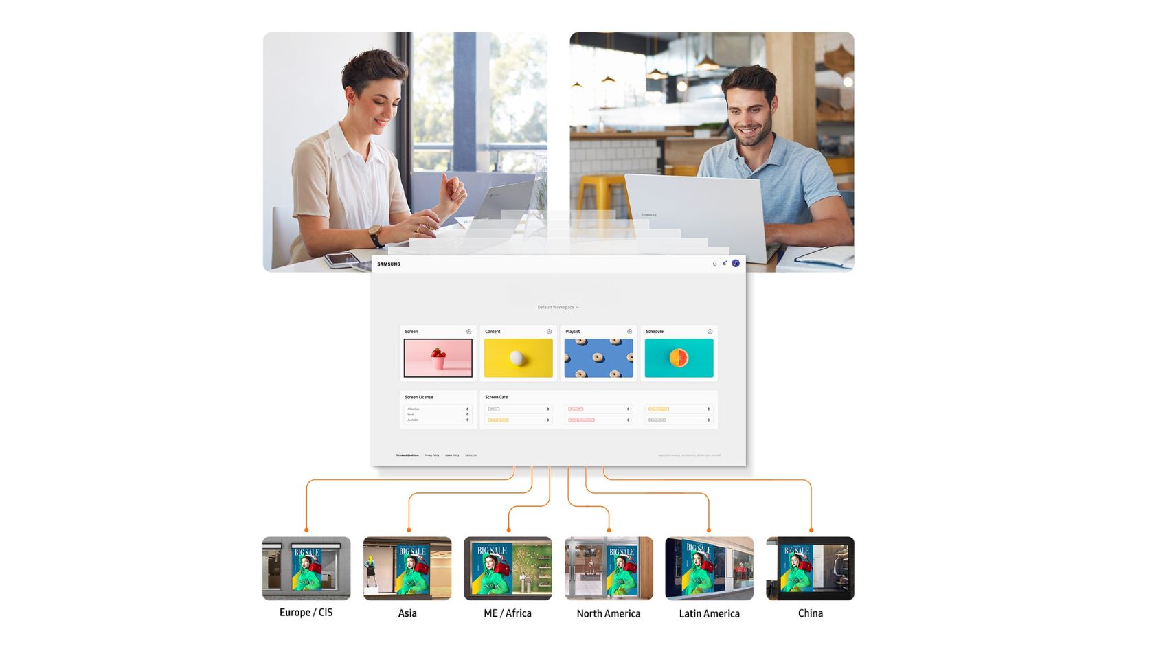 Interface de planification de contenu digital signage avec calendrier de diffusion