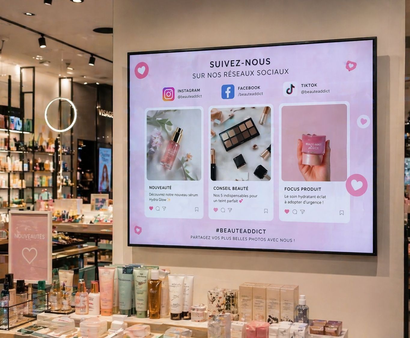 Affichage dynamique réseaux sociaux en magasin