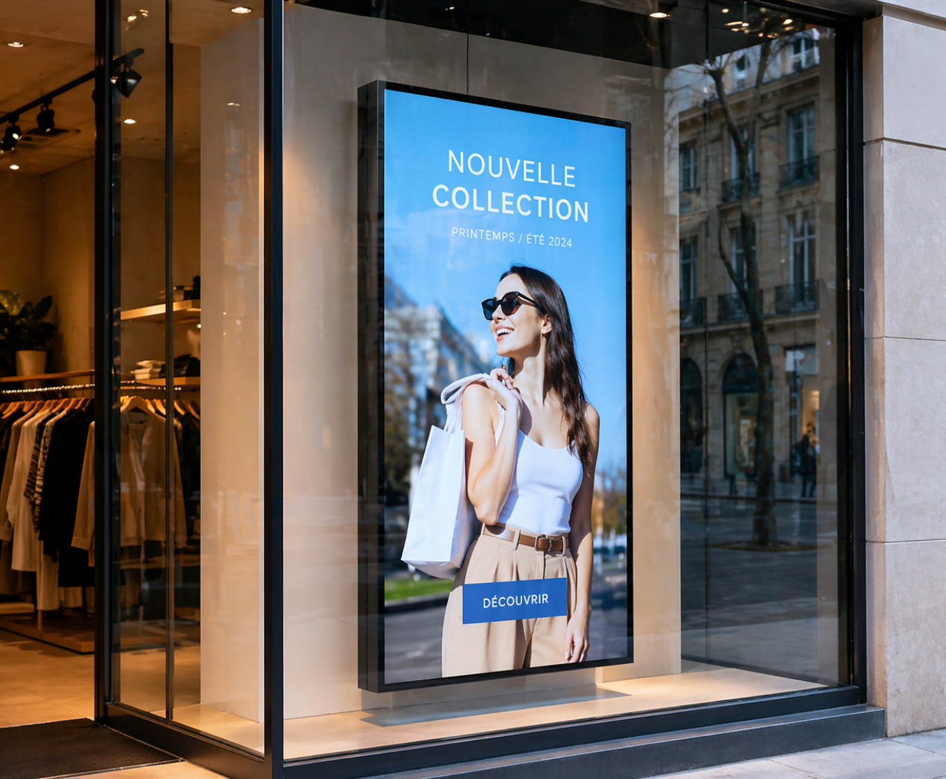 Écran haute luminosité vitrine affichage dynamique