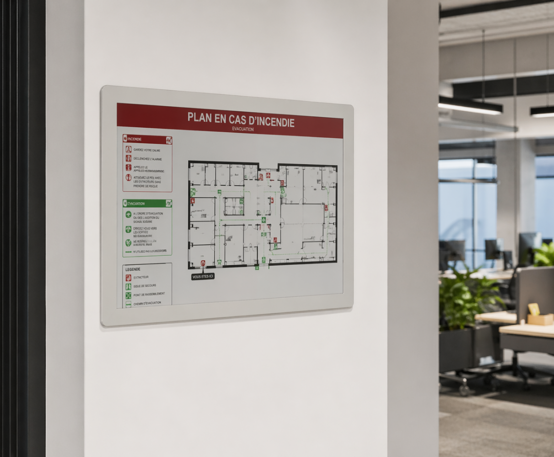 E-paper signalétique bureau entreprise basse consommation Laurea