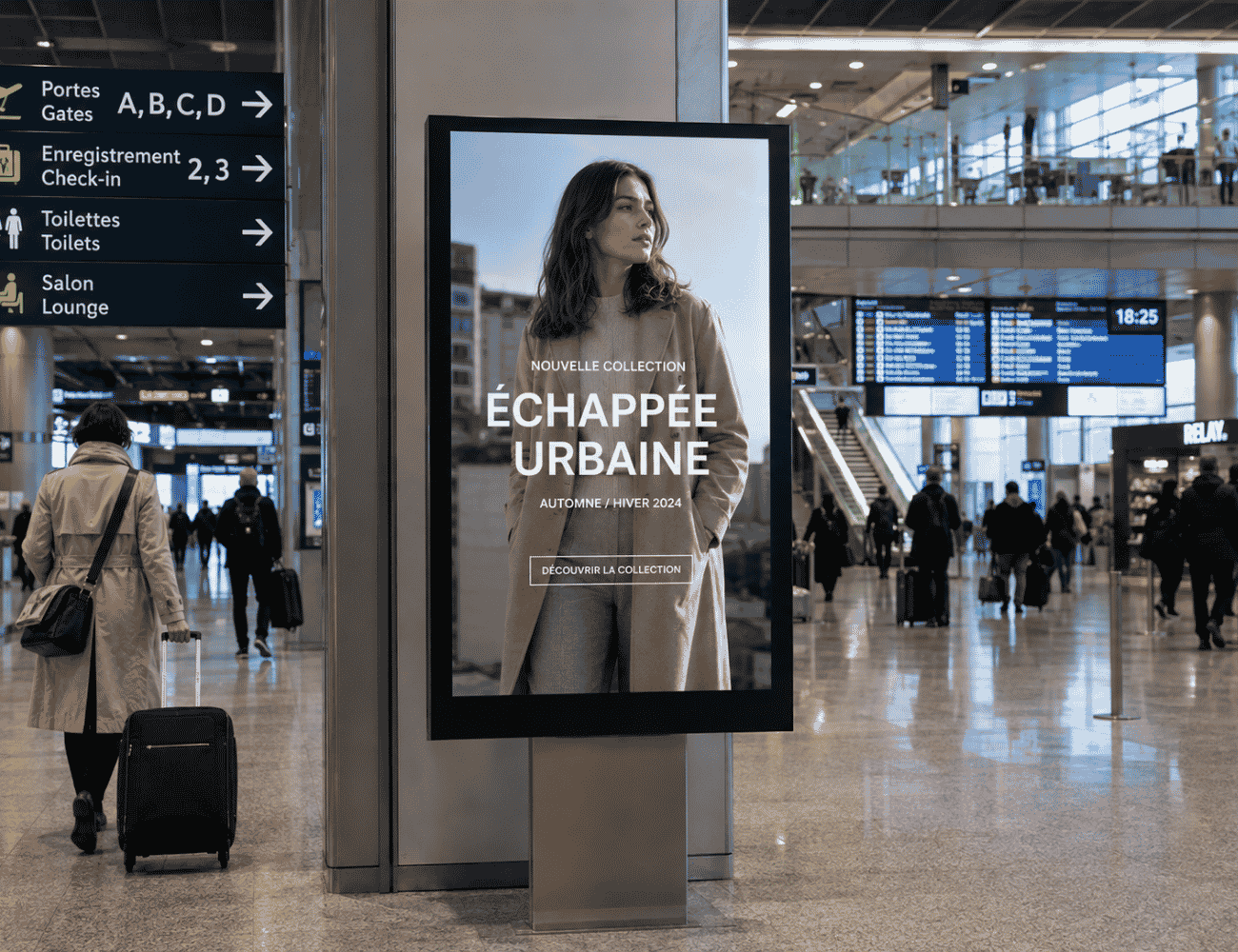 Écran DOOH en gare ou aéroport