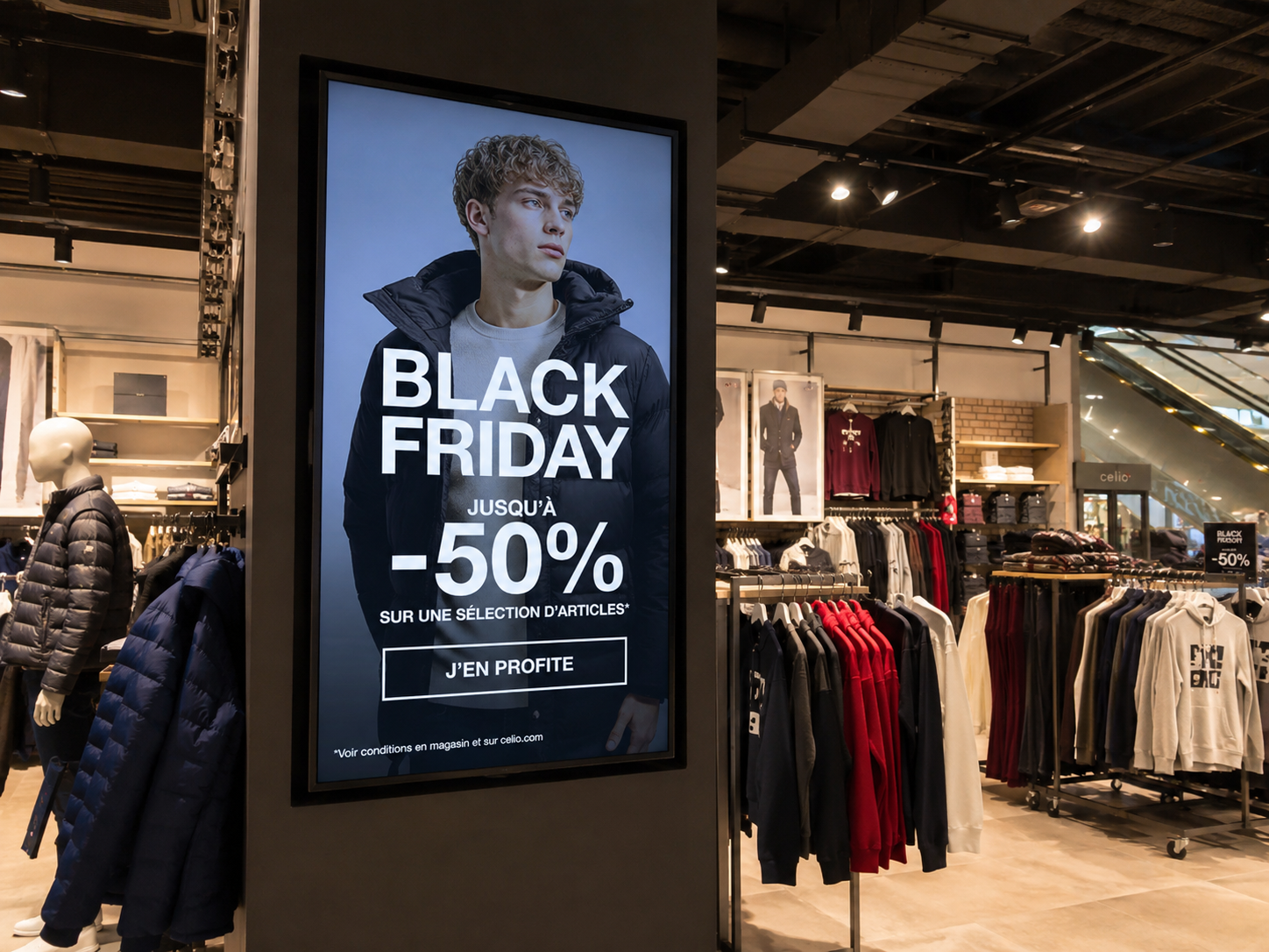 Écran DOOH dans un magasin retail