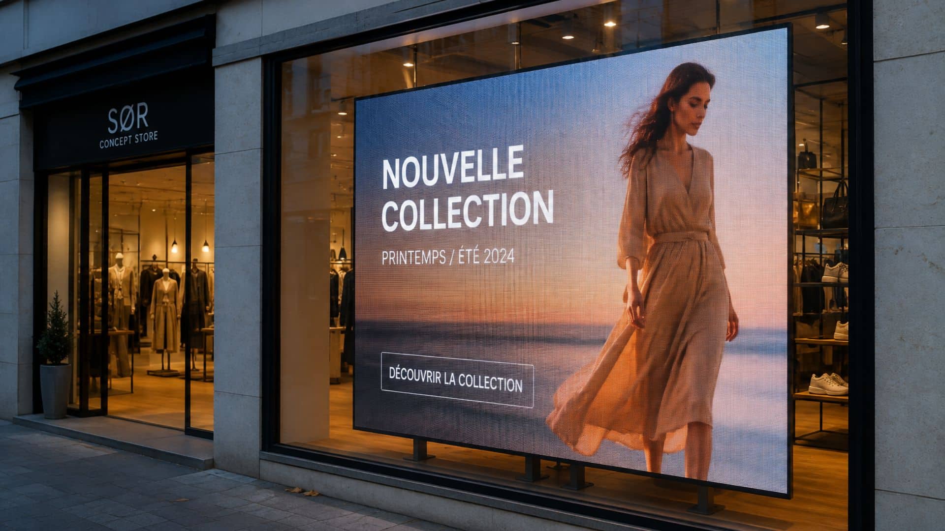 écran LED vitrine magasin