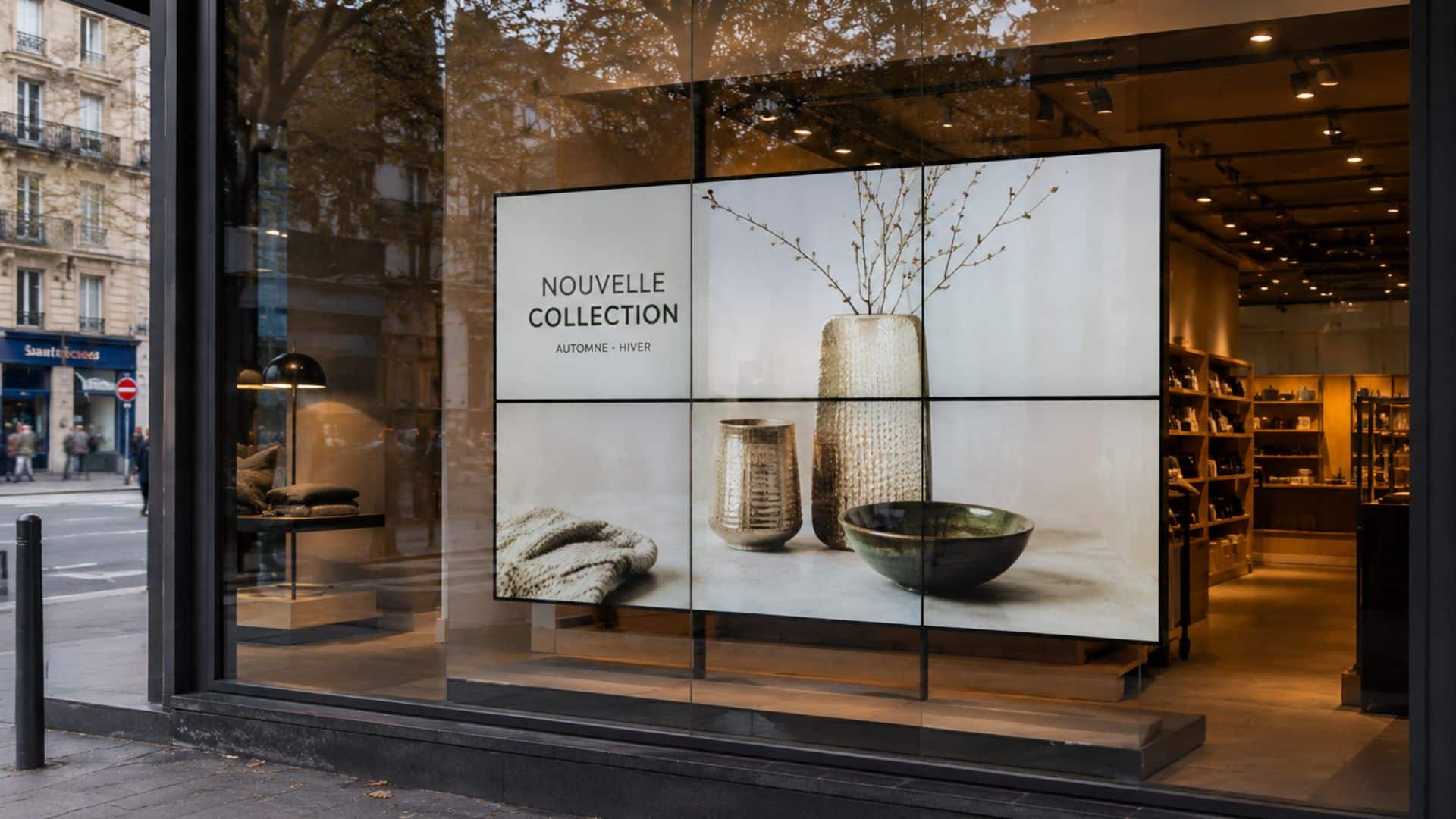 mur d'images vitrine magasin